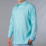 Men's Solid Long Sleeve Linen Shirt