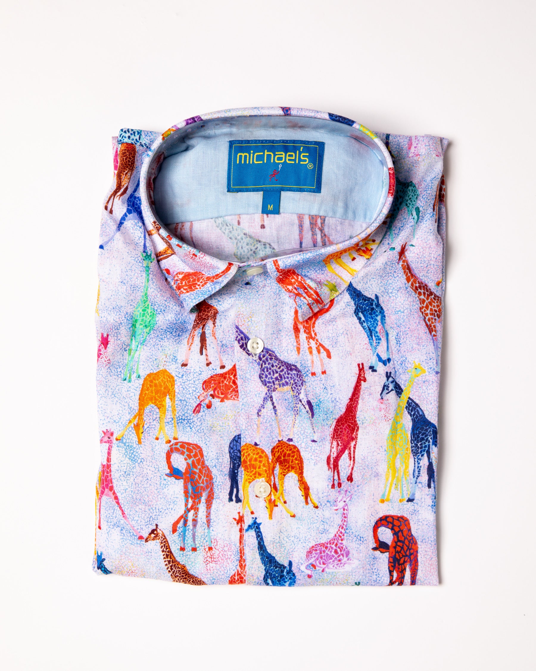 giraffe dress shirt Beige Shirt with Embroidered Giraffe
