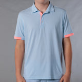 Men's Solid Polo With Contrast Sleeve - Light Blue