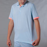 Men's Solid Polo With Contrast Sleeve - Light Blue