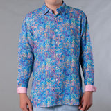 Men's Printed Linen Long Sleeve Shirt - Storm Paisley