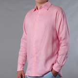 Men's Solid Long Sleeve Linen Shirt