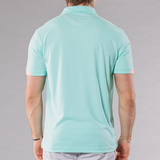Men's Solid Polo With Contrast Sleeve - Aqua