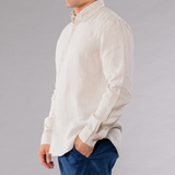 Men's Solid Long Sleeve Linen Shirt