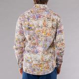 Men's Printed Long Sleeve Linen Shirt - Cinque Terra Multicolored