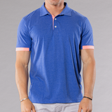 Men's Solid Polo With Contrast Sleeve - Navy Heather