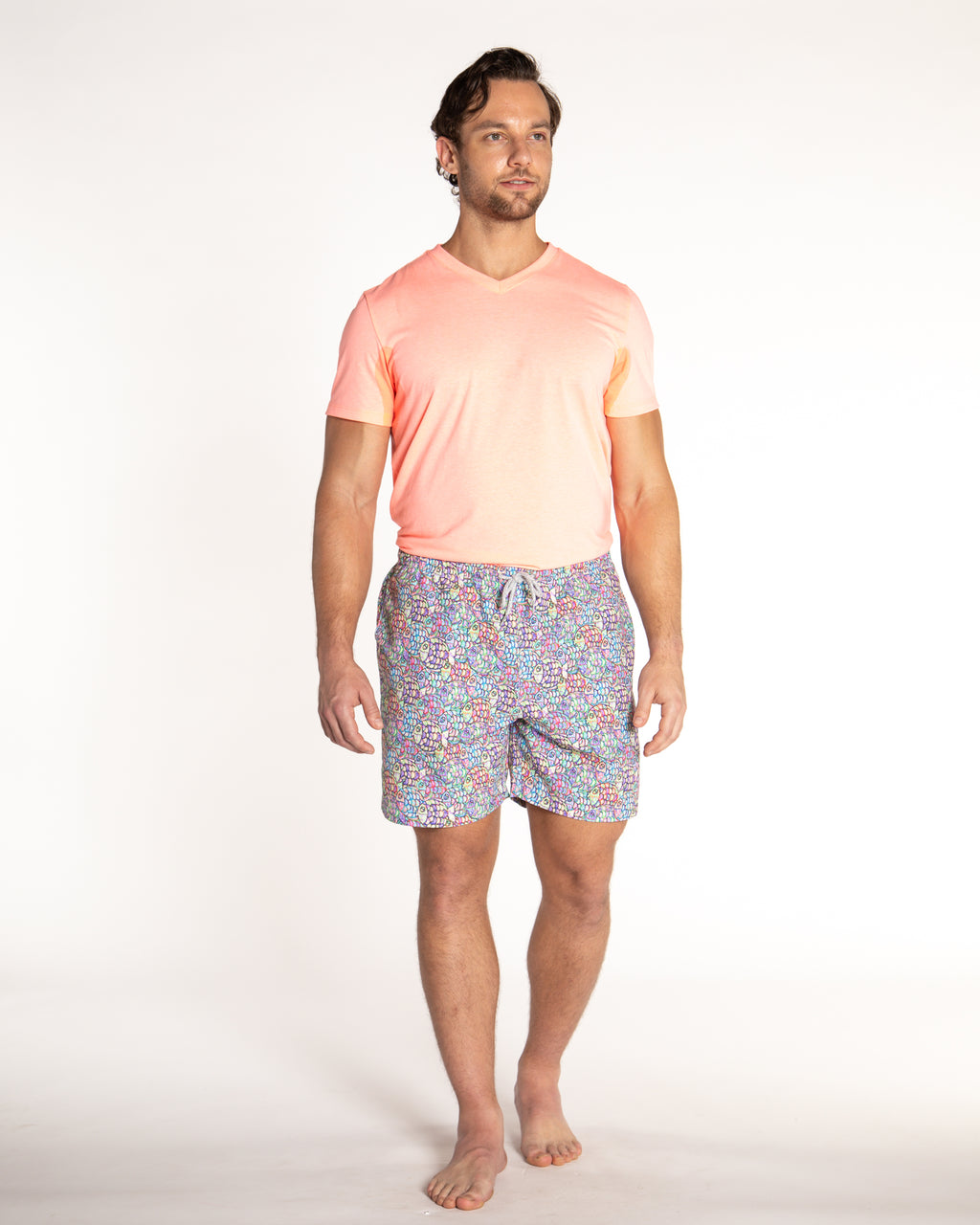 Men's Mesh Liner Swim Trunks - Abstract Fish Blue