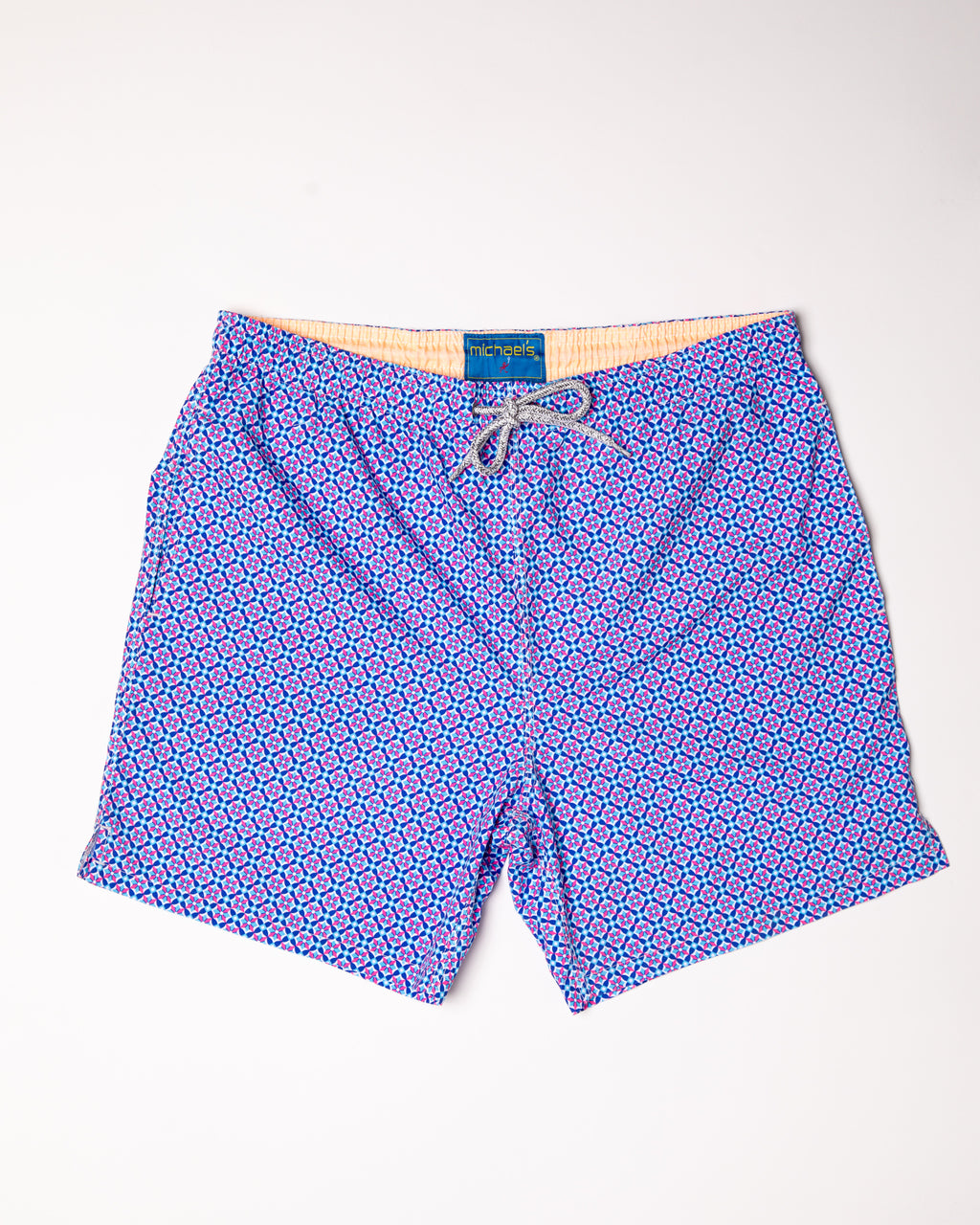 Men's Mesh Liner Swim Trunks - Blooming Stars Turquoise/Coral