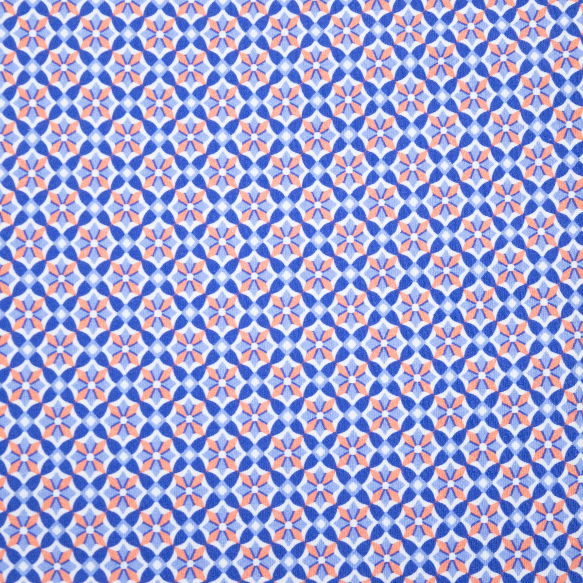 Men's Printed Long Sleeve Linen Shirt - Blooming Stars Navy/Orange