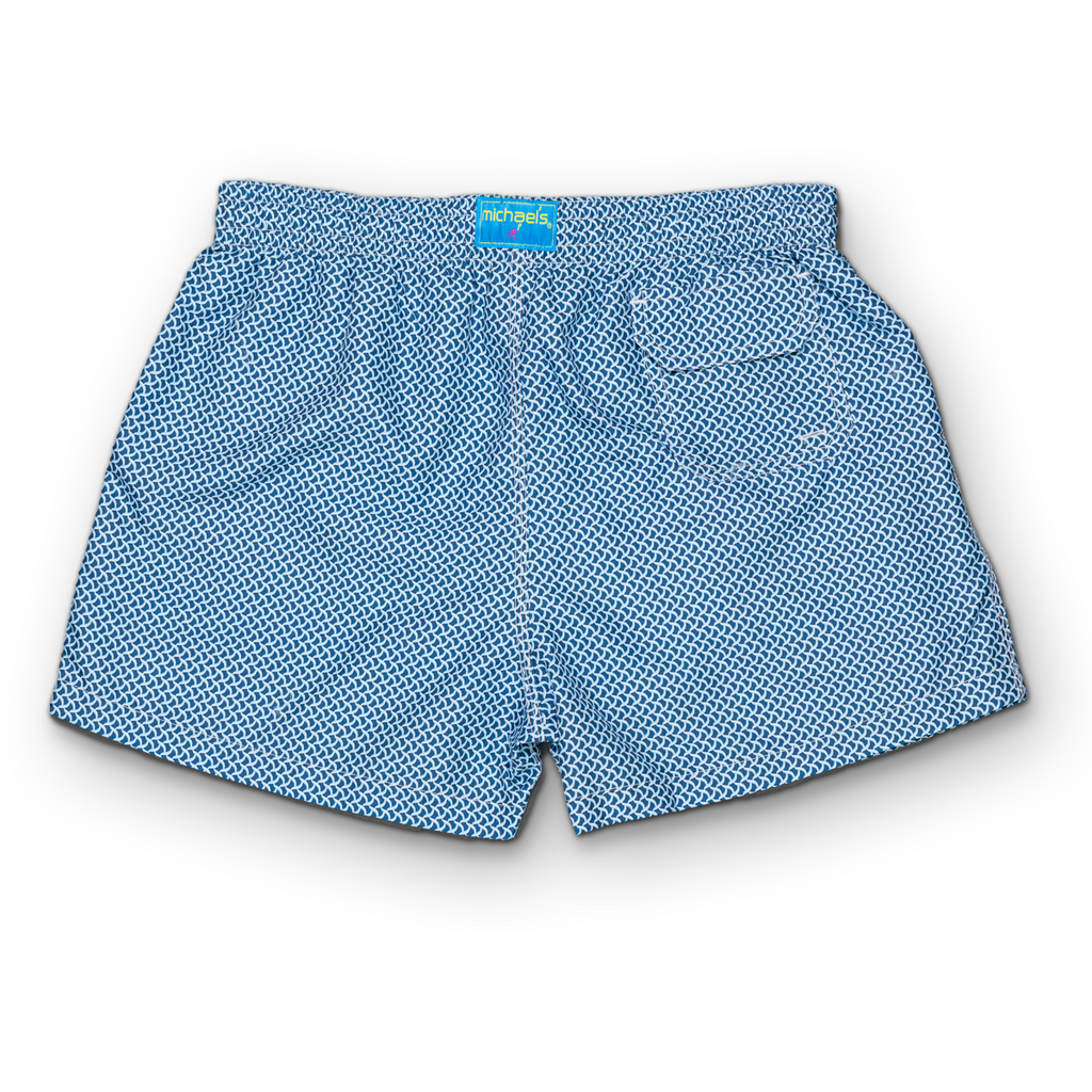 Boy's Cyclist Liner Swim Trunks - Wave Print