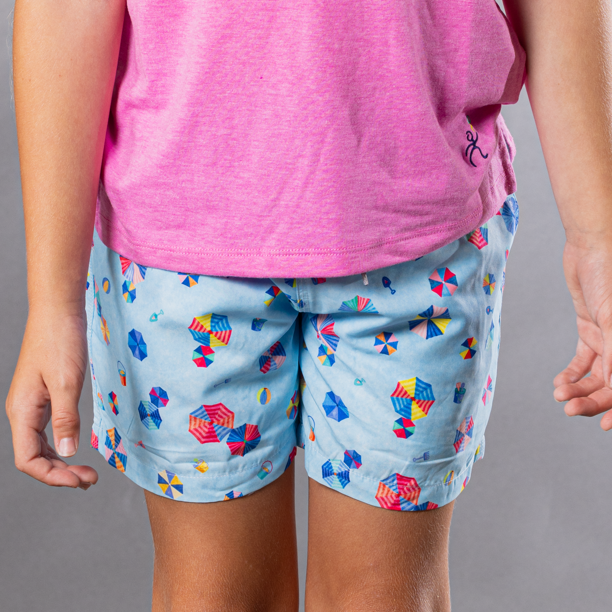 Boy's Cyclist Liner Swim Trunks - Beach Umbrellas Blue