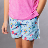 Boy's Cyclist Liner Swim Trunks - Beach Umbrellas Blue