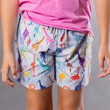Boy's Cyclist Liner Swim Trunks - Giraffes Blue
