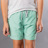 Boy's Cyclist Liner Swim Trunks - Wave Print