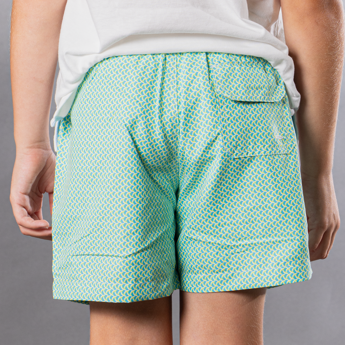 Boy's Cyclist Liner Swim Trunks - Wave Print