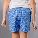 Boy's Cyclist Liner Swim Trunks - Half Moons Navy/White