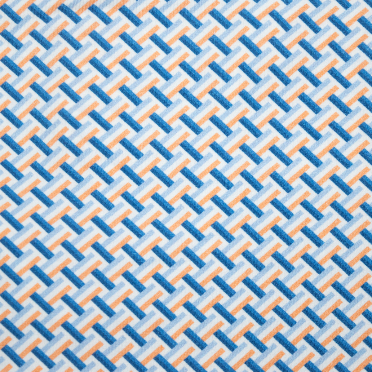 Men's Printed Pima Cotton / Stretch Long Sleeve Shirt - Bricks Blue/Papaya