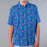 Men's Printed Pima Cotton / Stretch Short Sleeve Shirt - Coral Jungle