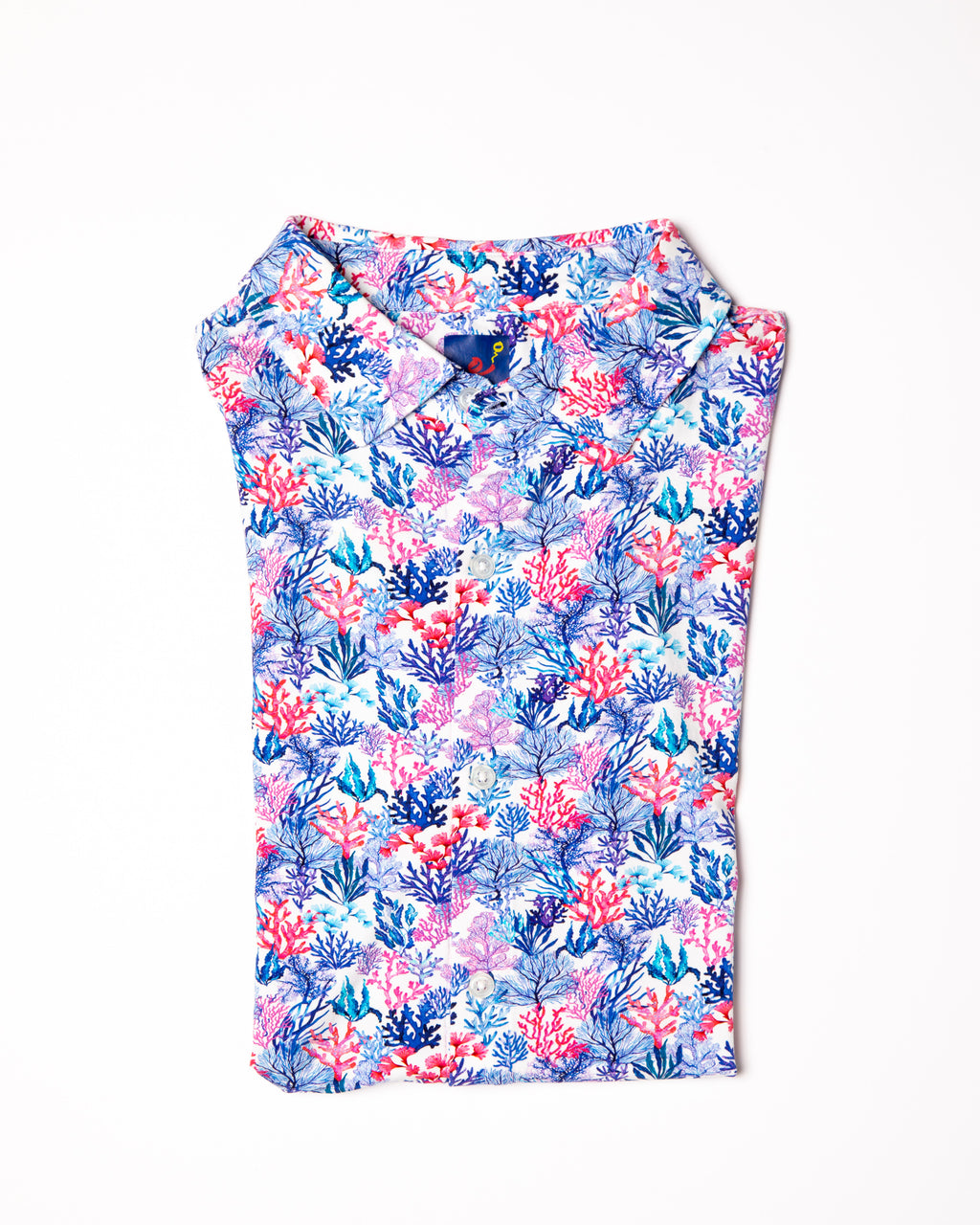 Men's Printed Pima Cotton Short Sleeve Shirt - Coral Jungle White