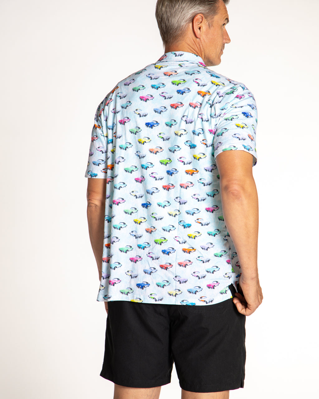 Men's Printed Pima Cotton Short Sleeve Shirt - Corvettes Blue