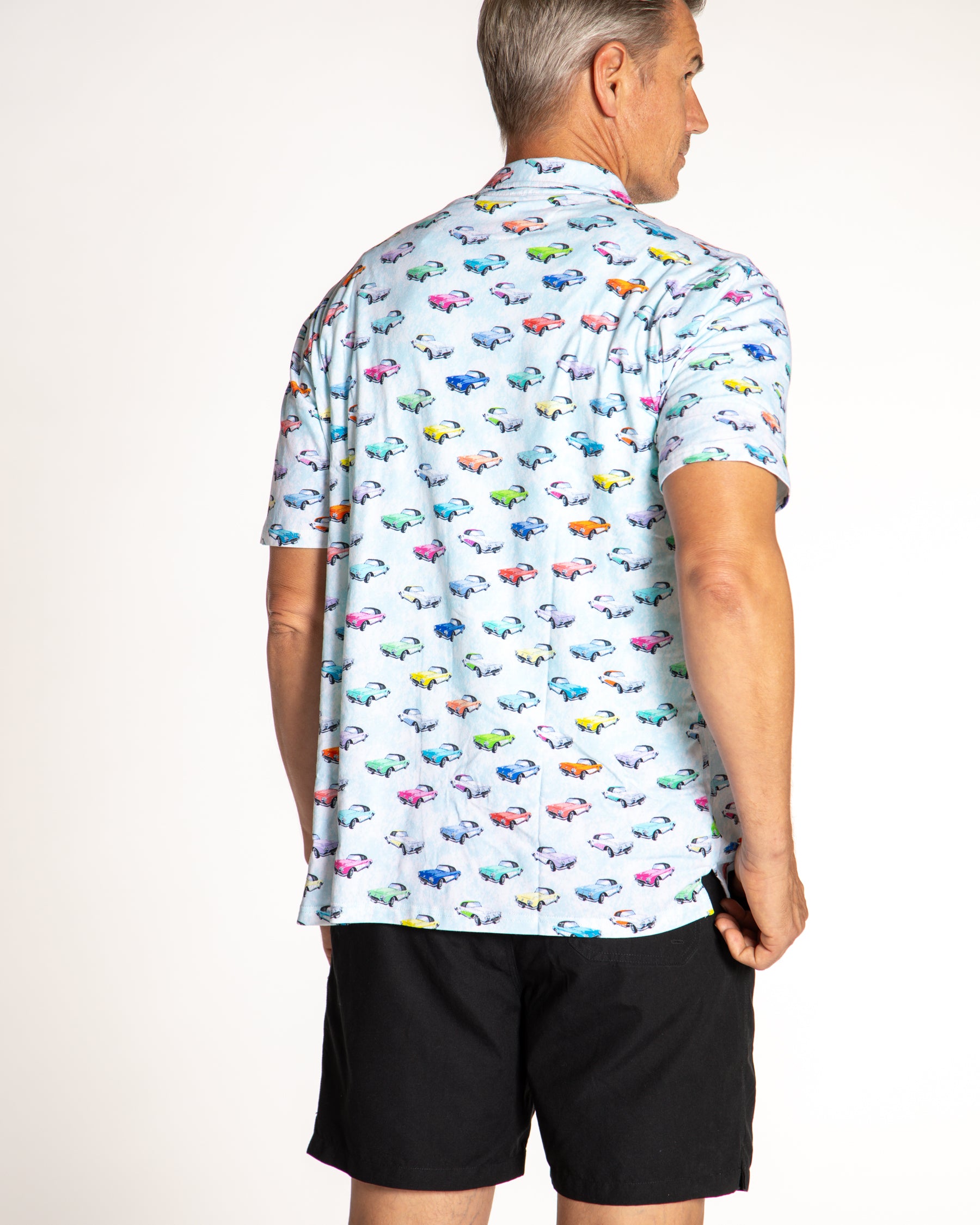 Men's Printed Pima Cotton Short Sleeve Shirt - Corvettes Blue