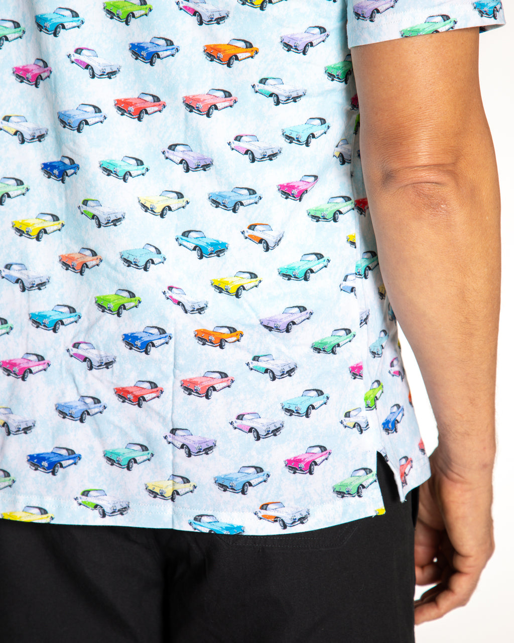 Men's Printed Pima Cotton Short Sleeve Shirt - Corvettes Blue