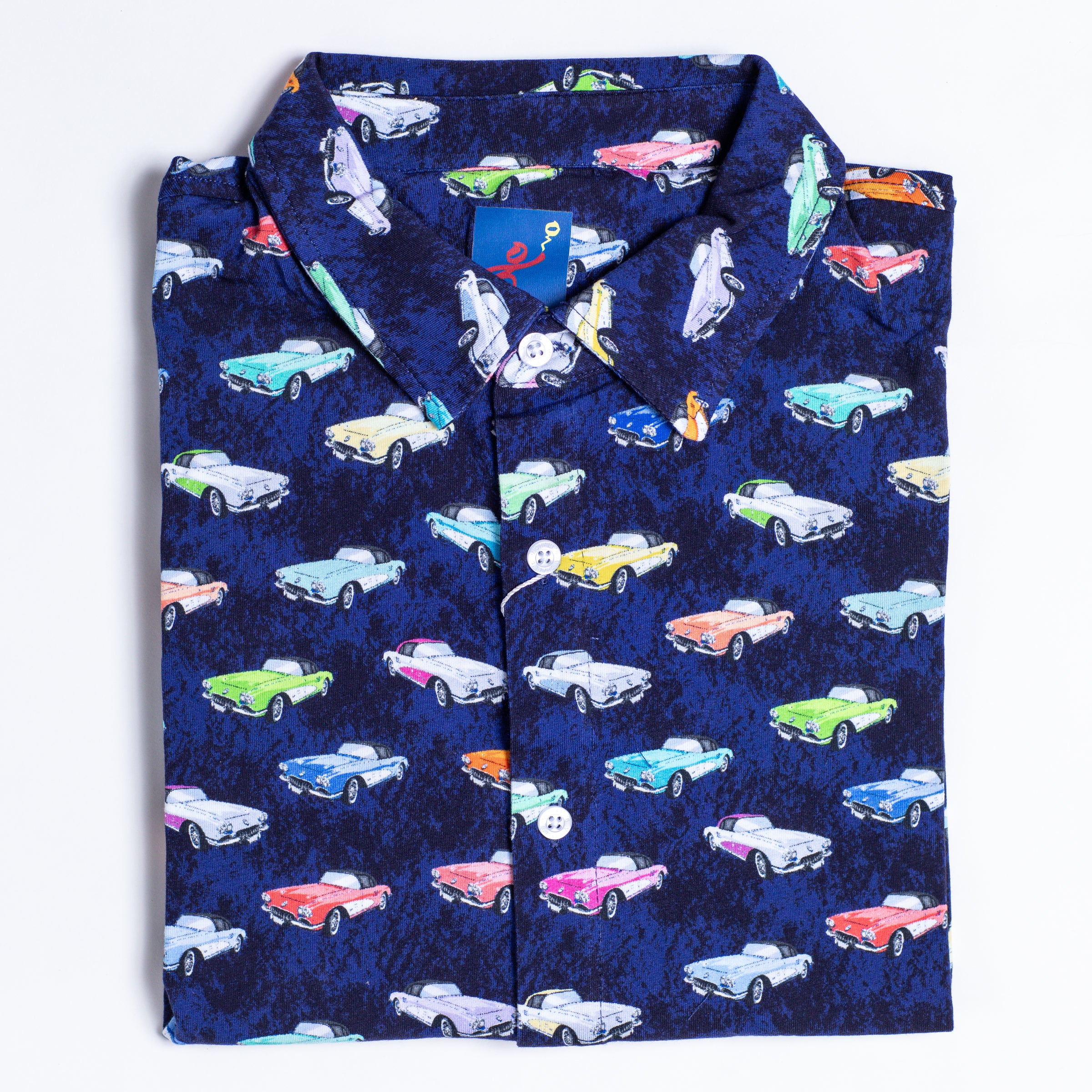 Men's Printed Pima Cotton / Stretch Short Sleeve Shirt - Corvettes