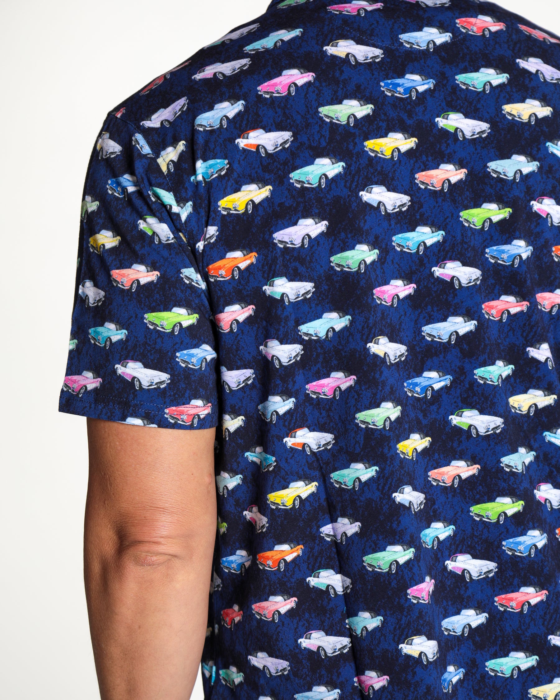 Men's Printed Pima Cotton Short Sleeve Shirt - Corvettes Navy
