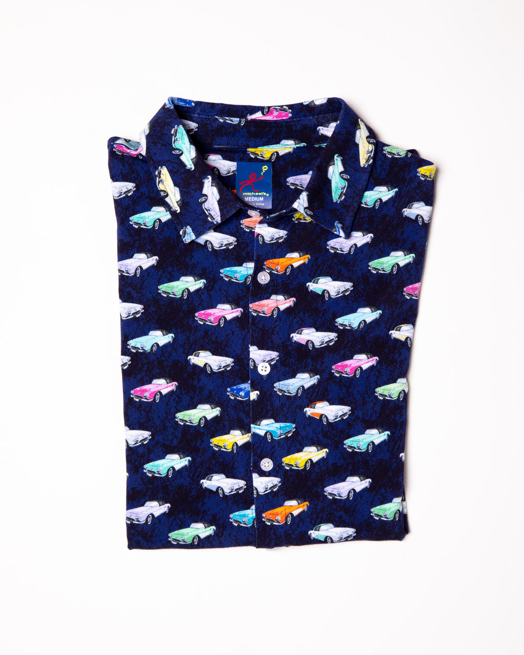 Men's Printed Pima Cotton Short Sleeve Shirt - Corvettes Navy