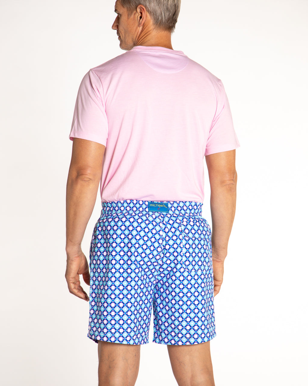 Men's Cyclist Liner Swim Trunks - Diamond Checks Aqua