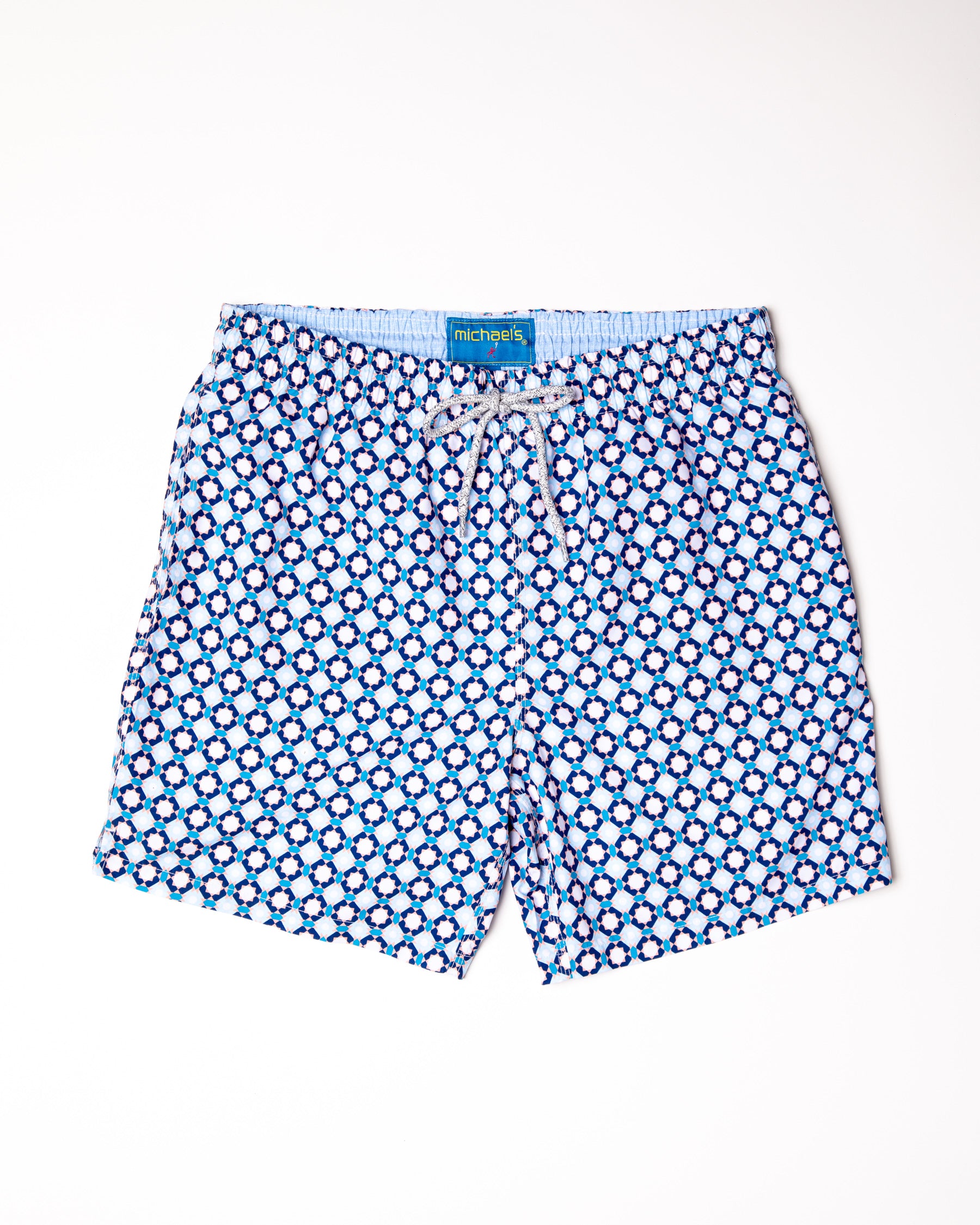 Boy's Cyclist Swim Trunks - Diamond Checks Orange