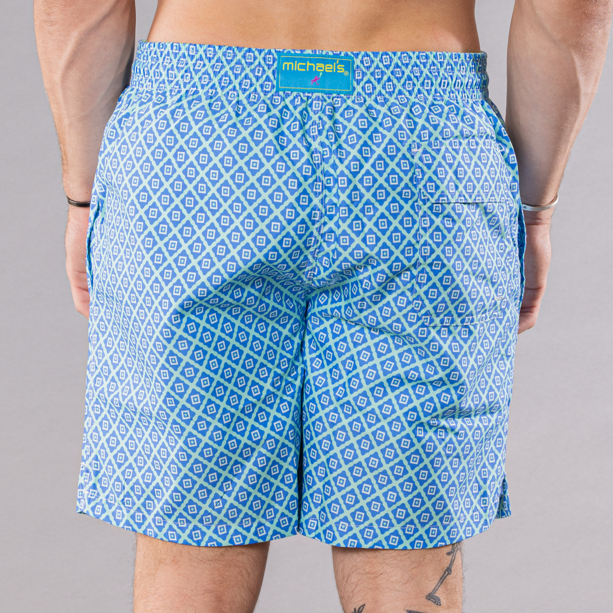 Men's Cyclist Liner Swim Trunks - Diamond Pattern