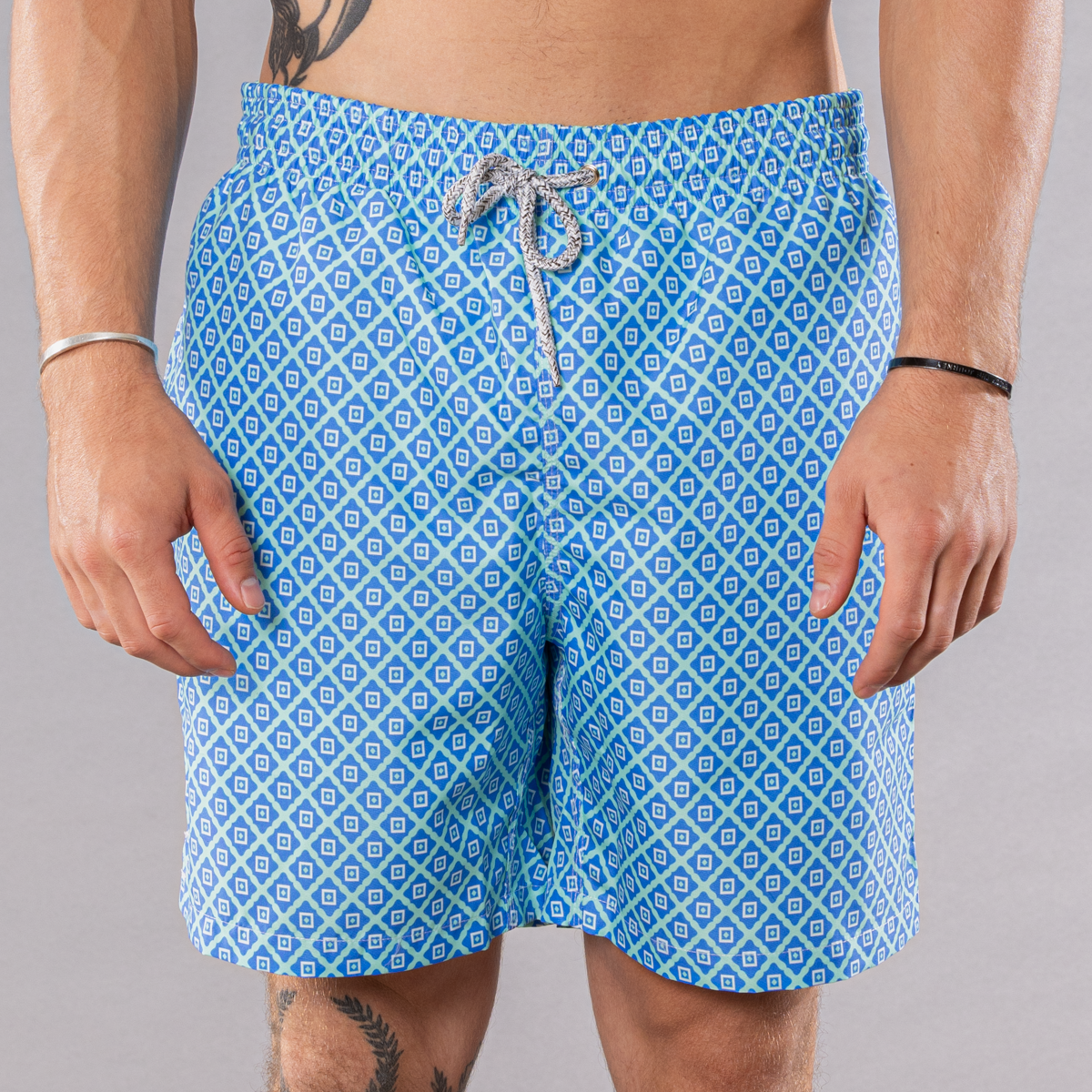 Men's Cyclist Liner Swim Trunks - Diamond Pattern