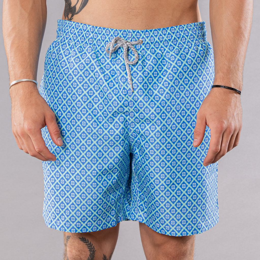 Men's Mesh Liner Swim Trunks - Diamond Pattern