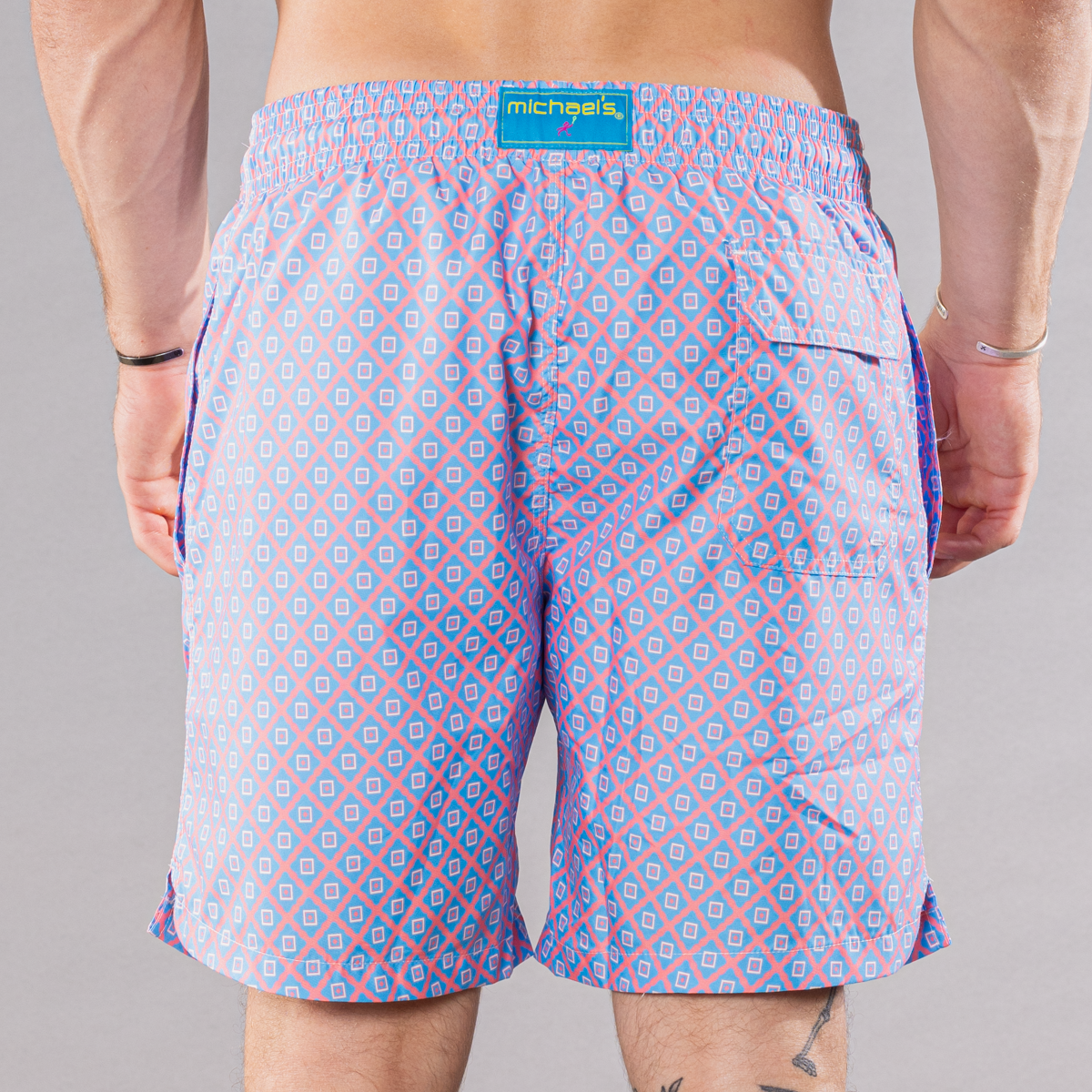 Men's Cyclist Liner Swim Trunks - Diamond Pattern
