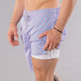 Men's Cyclist Liner Swim Trunks - Diamond Pattern