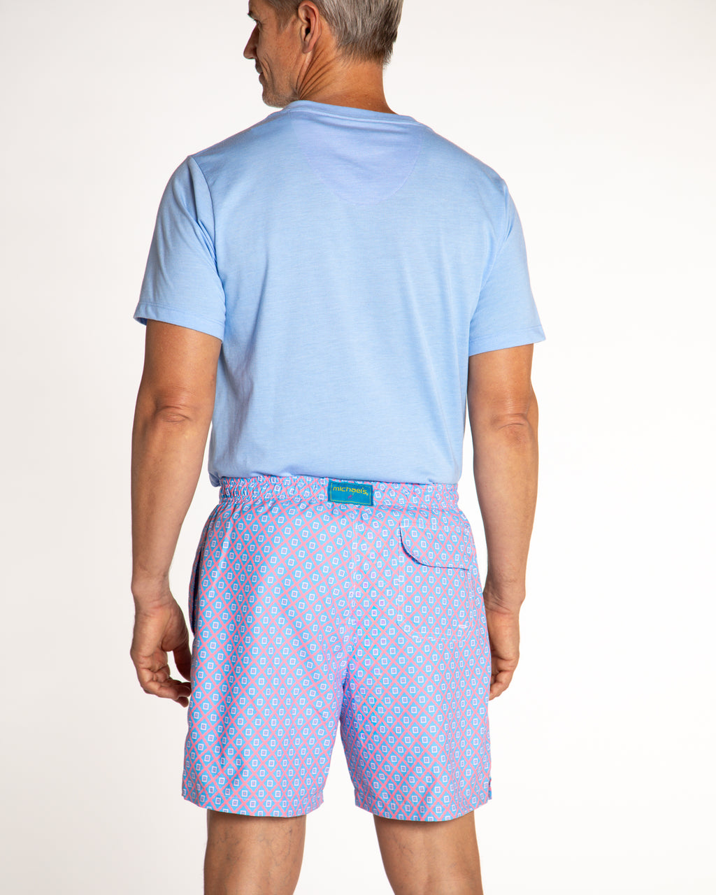 Men's Mesh Liner Swim Trunks - Diamond Pattern Coral