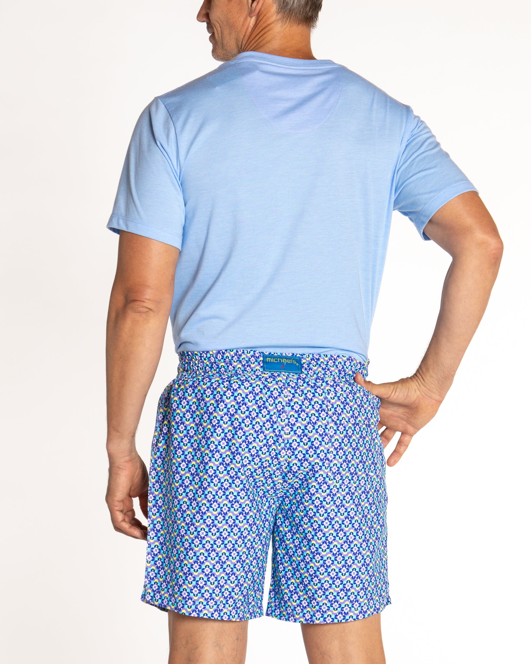 Men's Cyclist Liner Swim Trunks - Dotted Chevron Purple