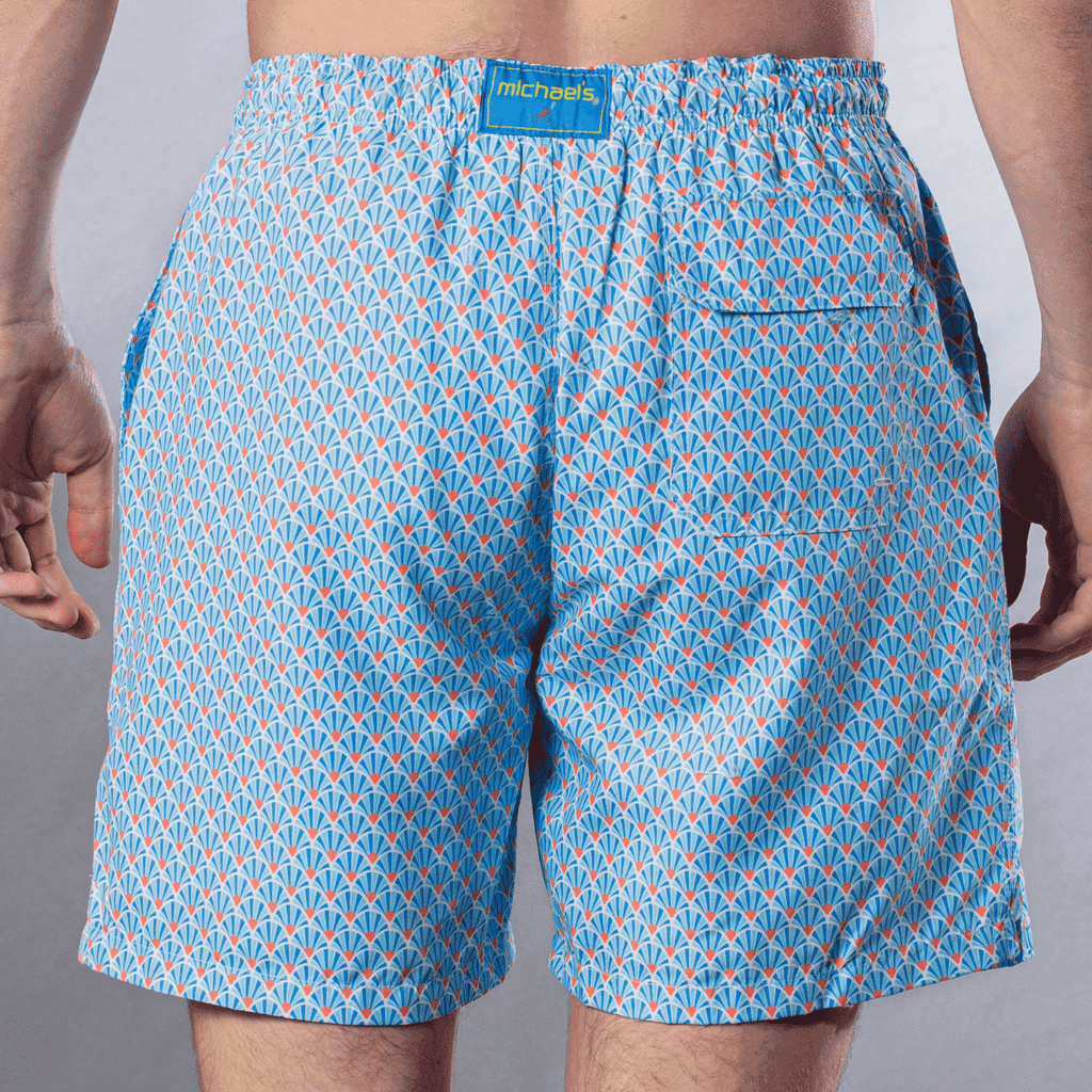 Men's Cyclist Liner Swim Trunks - Fans Sky/Orange