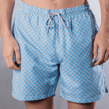 Men's Cyclist Liner Swim Trunks - Fans Sky/Orange