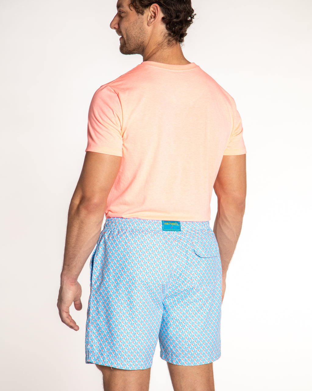 Men's Mesh Liner Swim Trunks - Fans Sky/Orange
