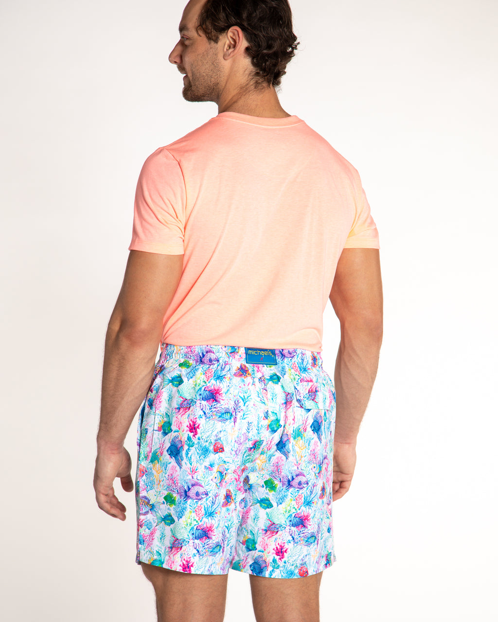 Men's Mesh Liner Swim Trunks - Fish Jungle White