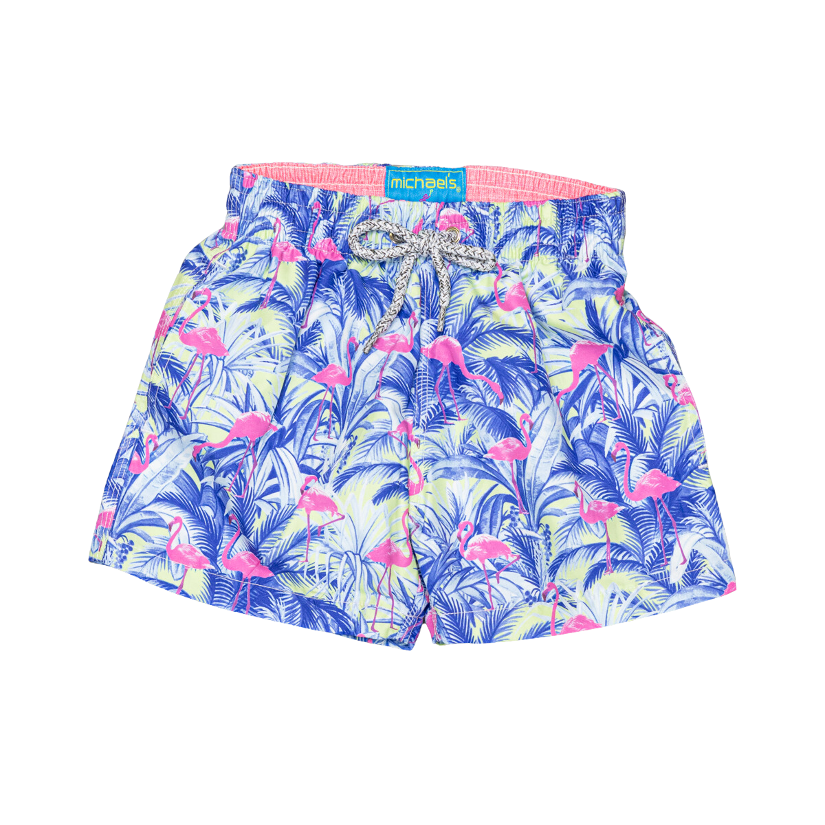 Boy's Cyclist Liner Swim Trunks - Flamingos Navy Blue