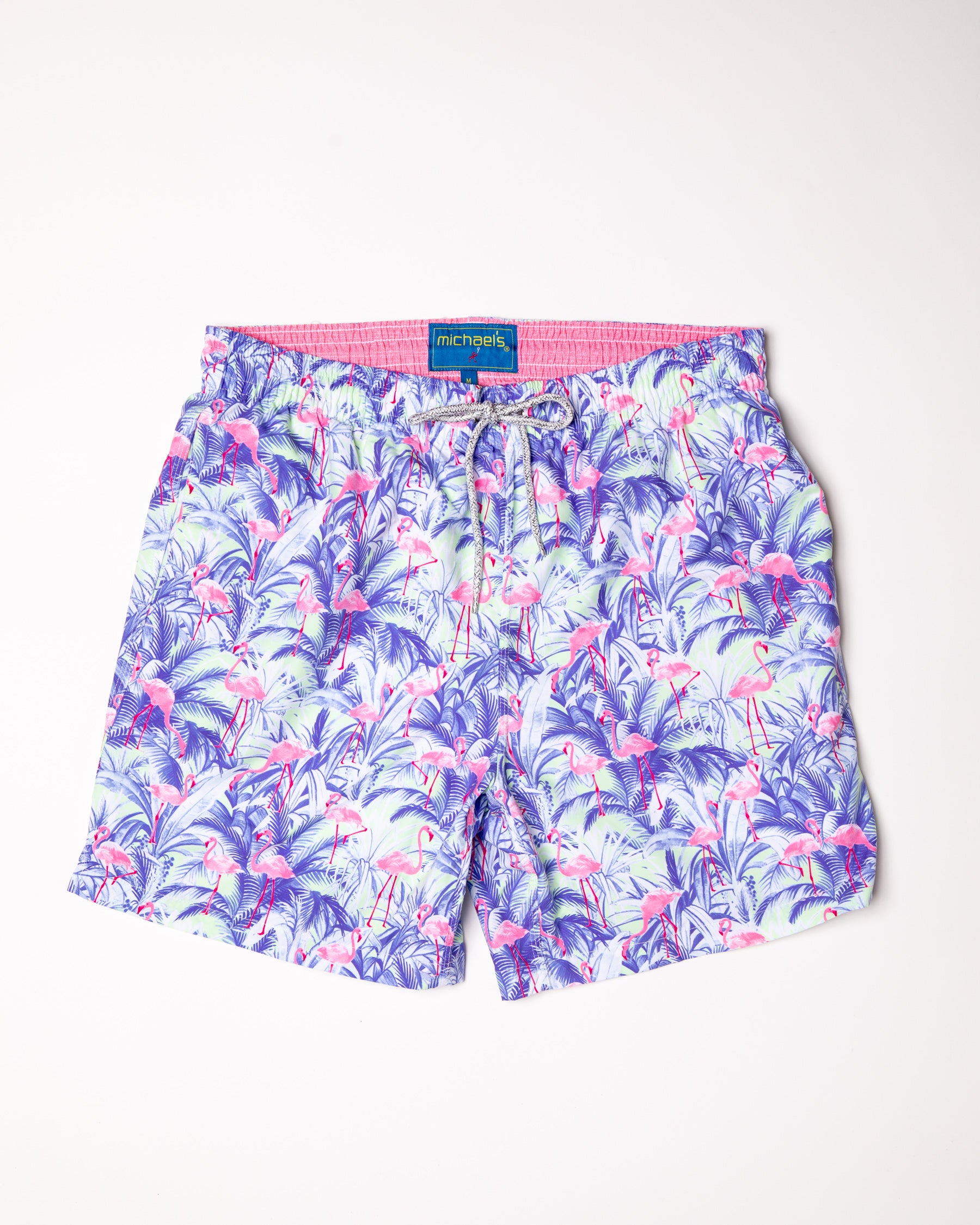 Boy's Cyclist Swim Trunks - Flamingos Navy