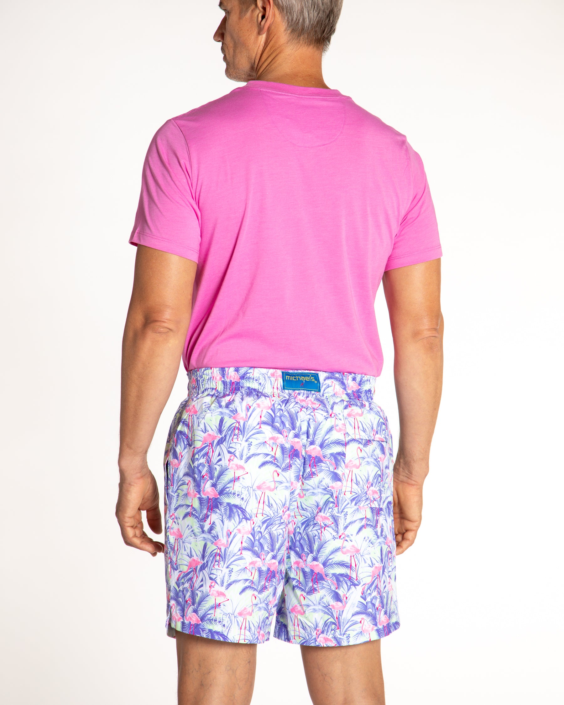 Men's Cyclist Liner Swim Trunks - Flamingos Navy