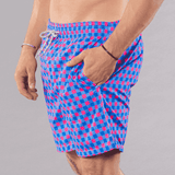Men's Mesh Liner Swim Trunks - Gingham Royal/Coral