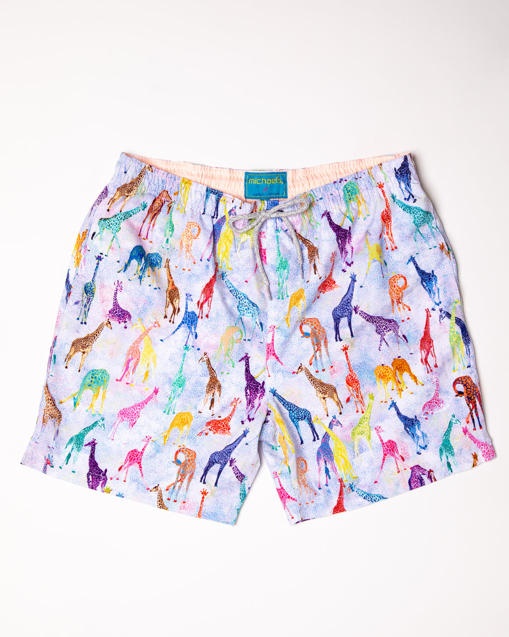Men's Cyclist Liner Swim Trunks - Giraffes Blue