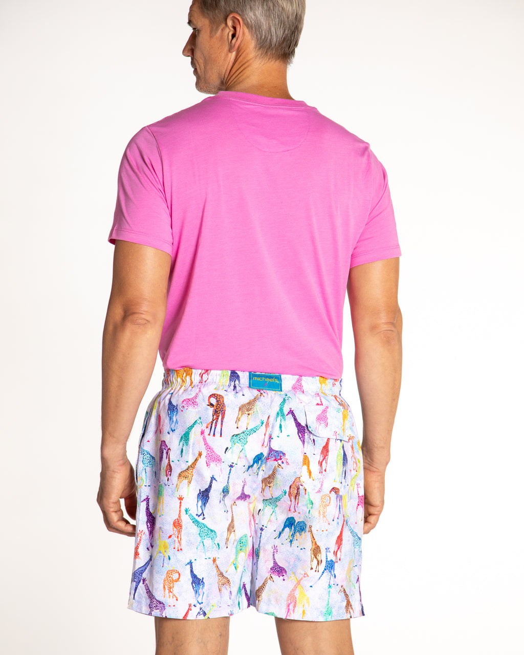 Men's Cyclist Liner Swim Trunks - Giraffes Blue