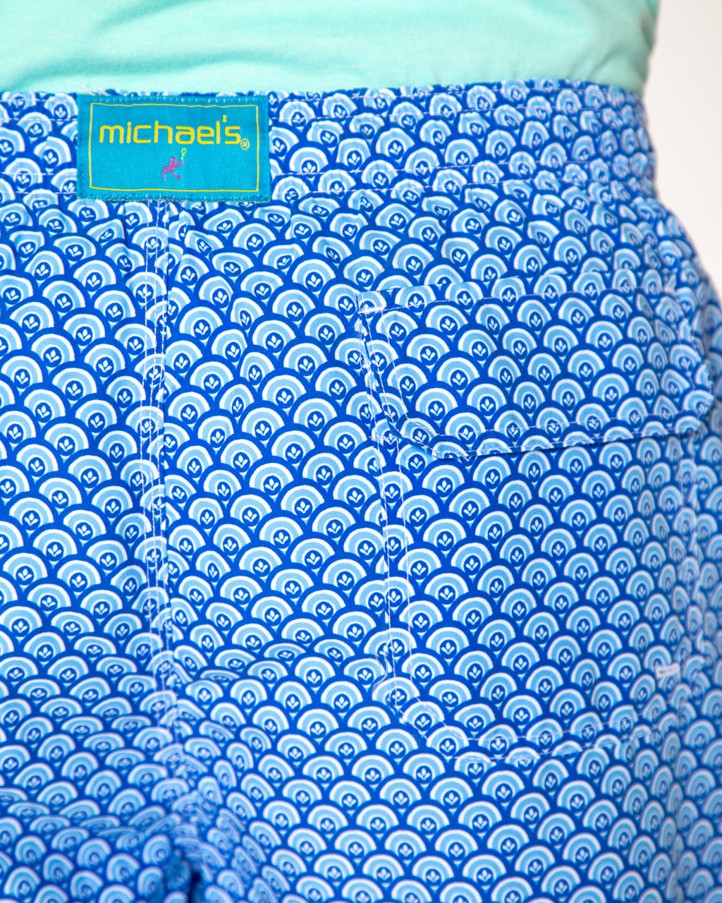 Men's Cyclist Liner Swim Trunks - Half Moons Navy/White