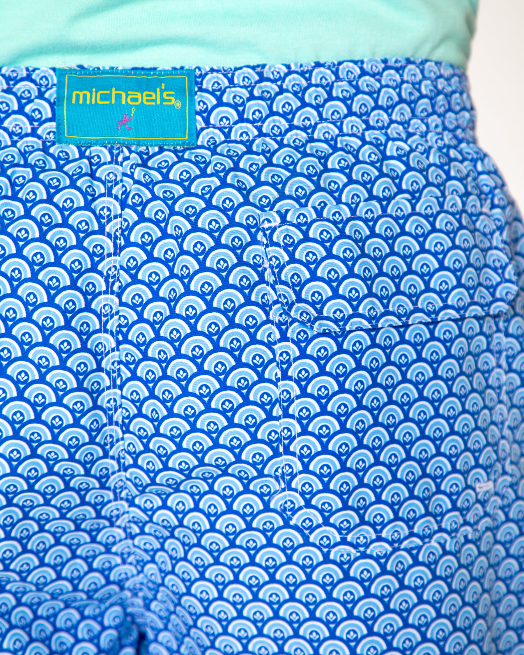 Men's Cyclist Liner Swim Trunks - Half Moons Navy/White